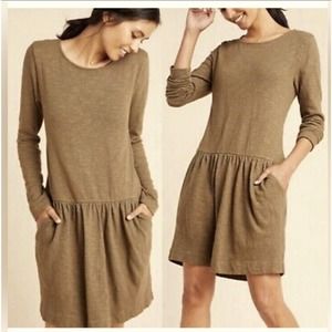 Anthropologie Long Sleeve Brown Dress